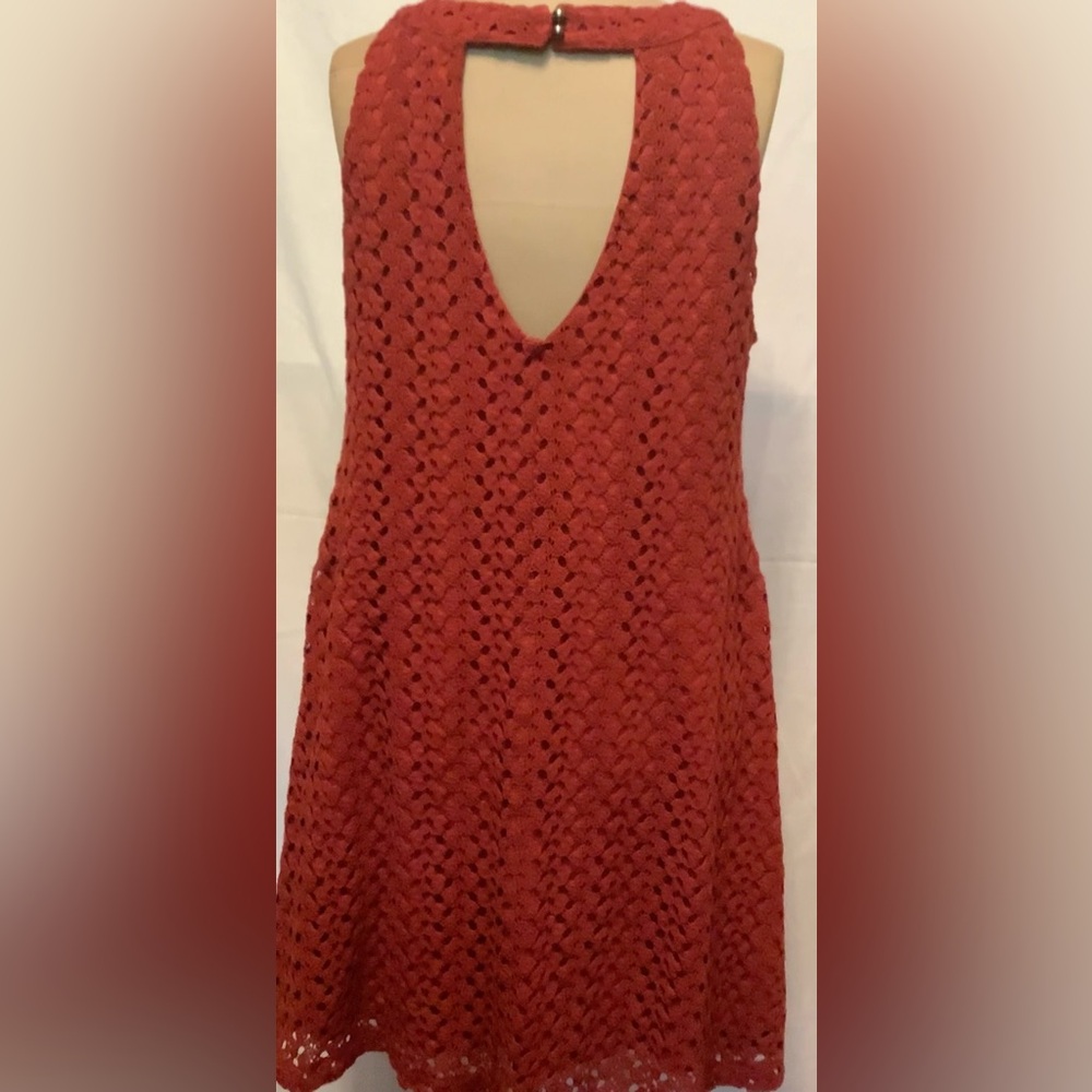 Roxberi Textured Rust Cute Dress with Liner - Picture 4 of 7